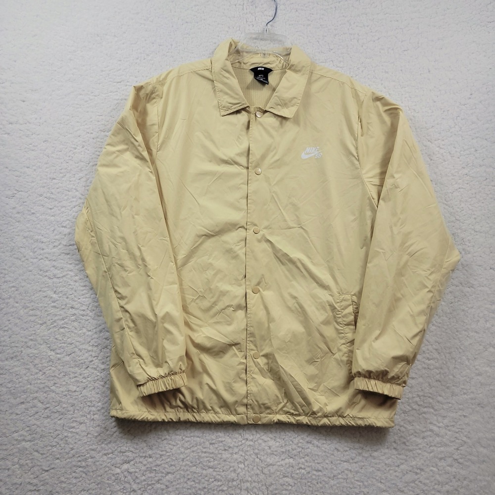 Nike SB Shield Coaches Jacket Mens XL Yellow Windbreaker Skate Snap Button Coat